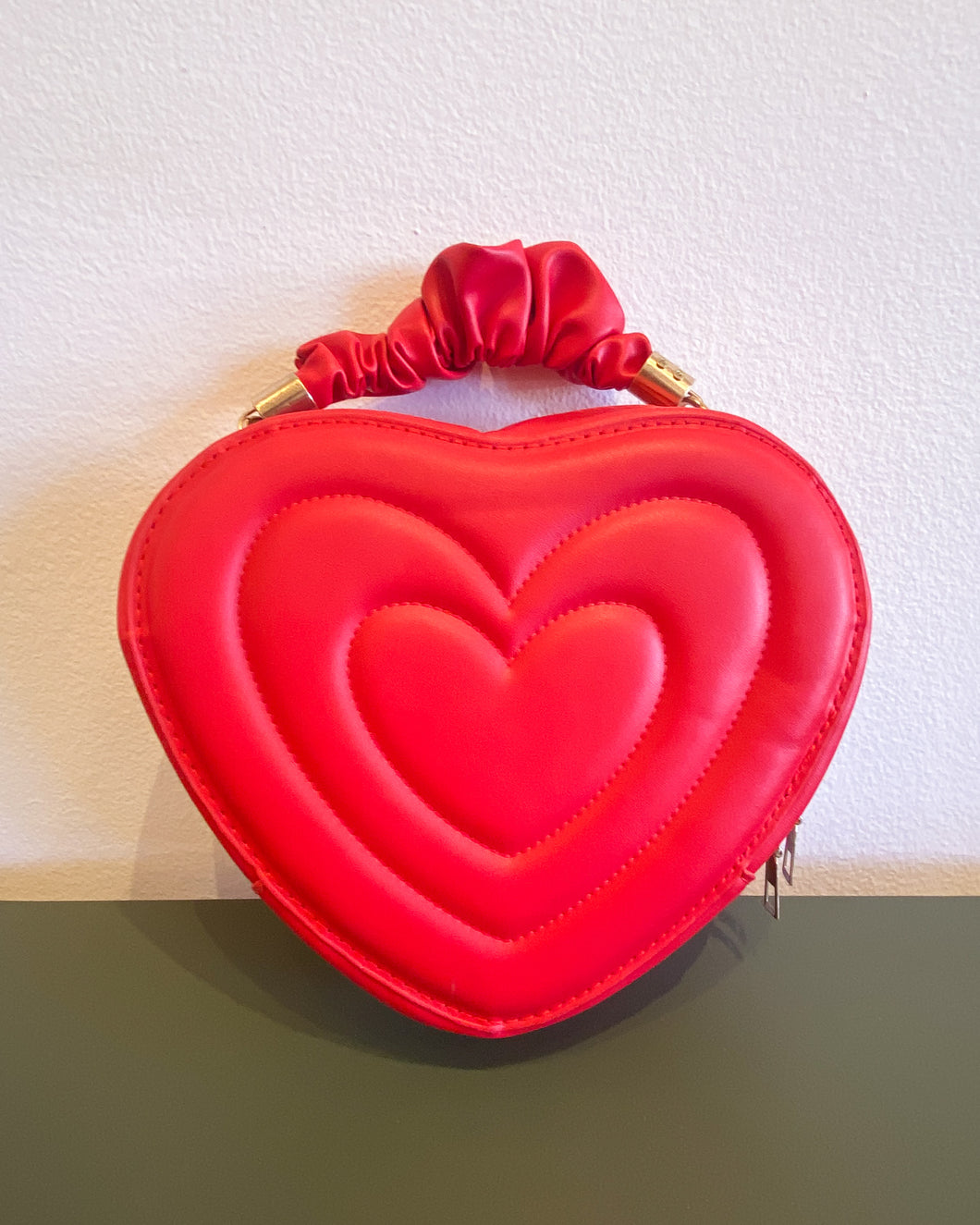 Red Heart Purse with Scrunchy Handle