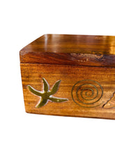 Load image into Gallery viewer, Solid Wood and Brass Star Fish Trinket Box
