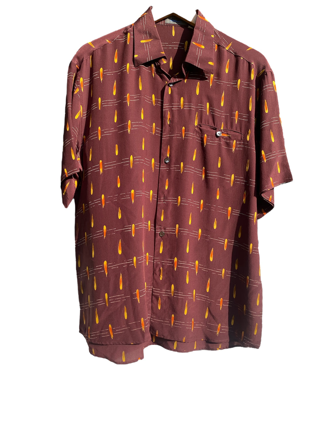 Messori Match Stick Flame Pattern Silk Shirt