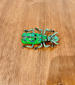 Big Enamel Beetle Rhinestone Brooch