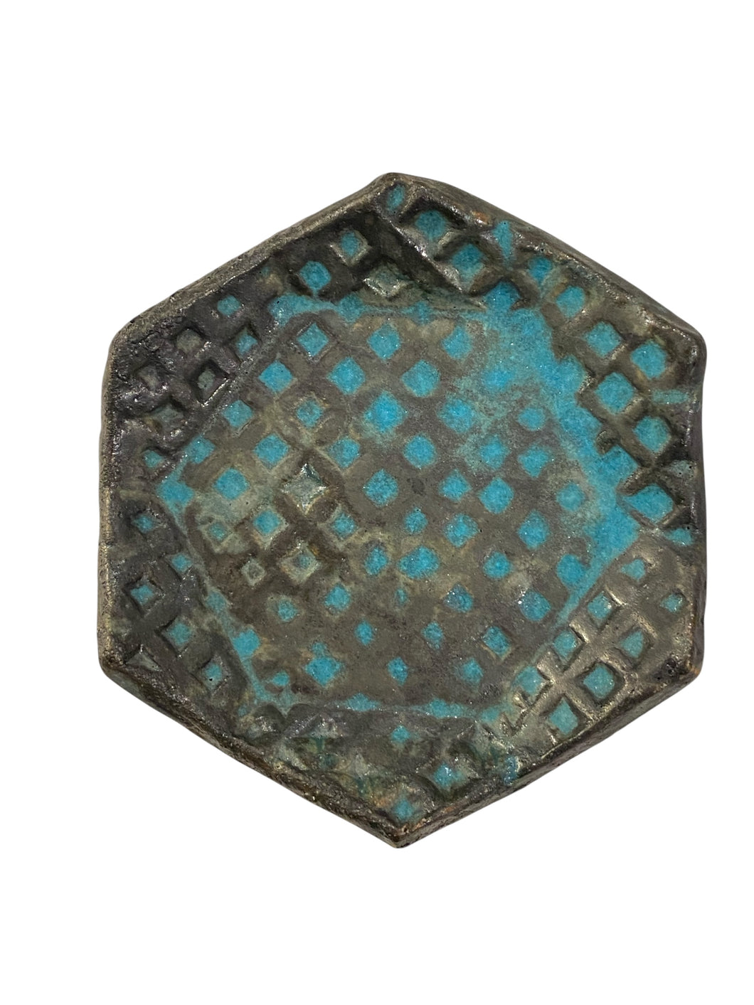 Hexagonal Turquoise Blue Textured Catchall