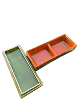 Load image into Gallery viewer, 1960s  Sunset Orange and Seafoam Green Italian Ceramic Trinket Box
