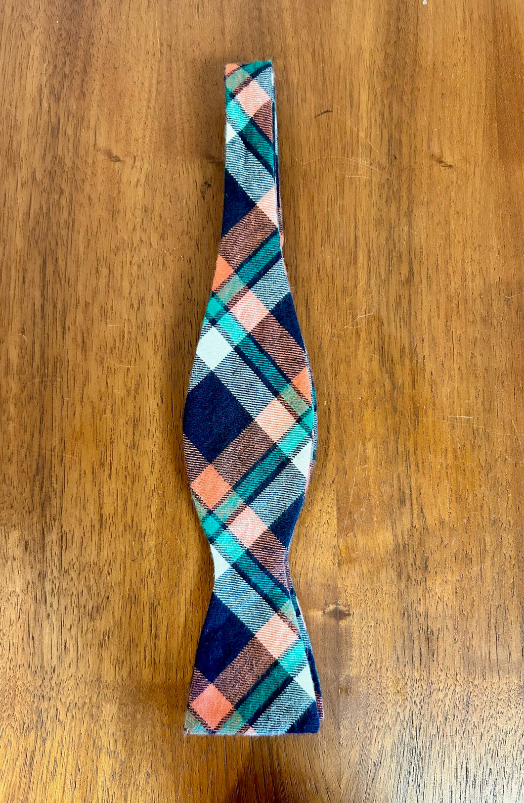 Blue Orange and Green Plaid Bow Tie