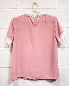 Pink Blouse with Sheer Collar (L)