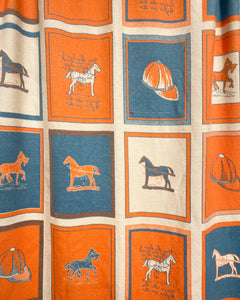 Large Horse Scarf/Throw in Blue and Orange