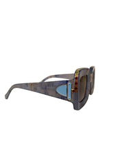 Load image into Gallery viewer, Designer Transparent Lapis Frame And Gold Accents Sunnies
