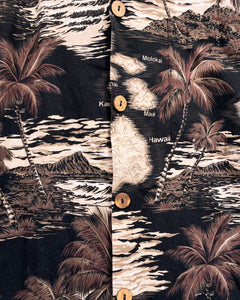 Vintage Black Hawaiian Button Up Shirt