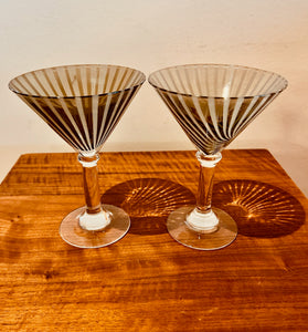 Black and White Striped Martini Glass Set of 2