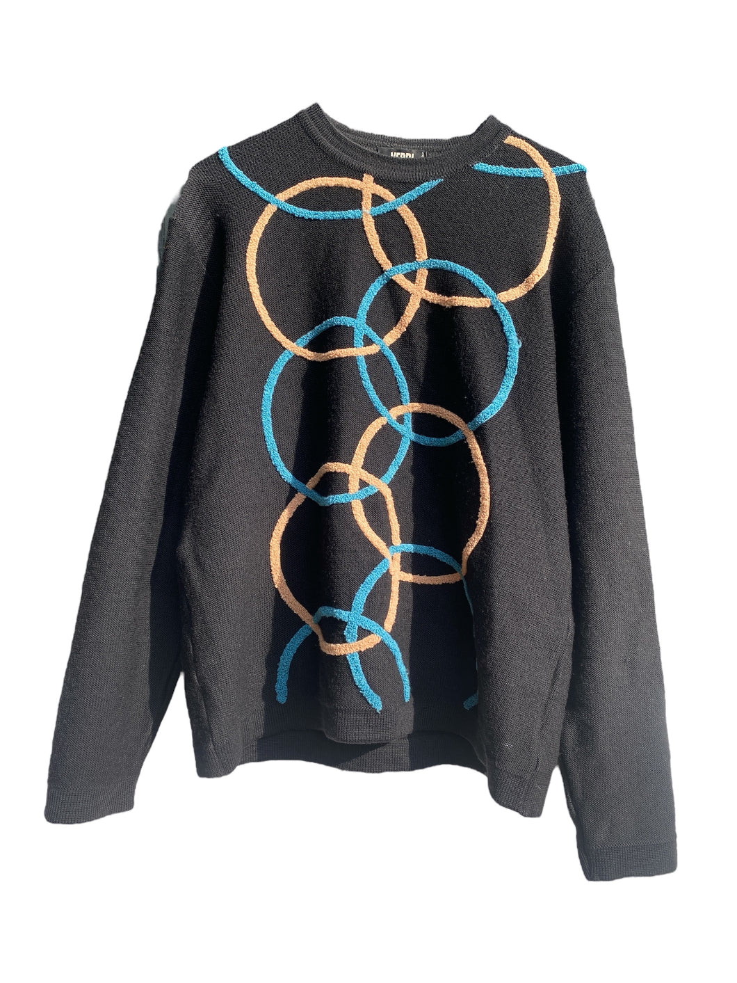 Verri Italian Sweater with Blue and Orange Circle Pattern