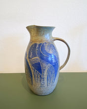 Load image into Gallery viewer, Vintage Stoneware Pitcher with Blue Motif
