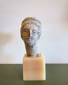 Ancient Greek Terracotta Bust on Onyx Stone Base