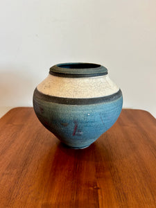 Raku Pottery with White Glazed Band