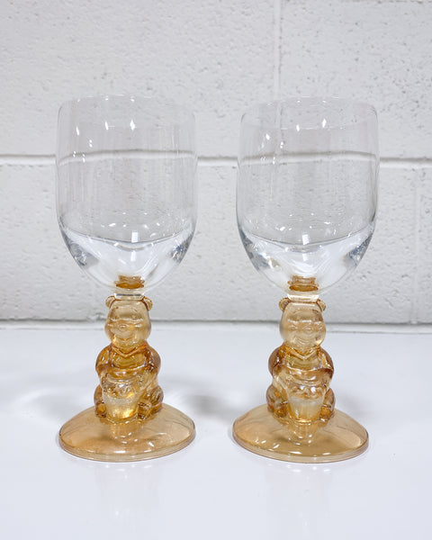 Set of 6 MCM Cocktail / Wine Glasses with Gold Squiggles and