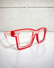 Load image into Gallery viewer, Red Outline Rectangular Glasses
