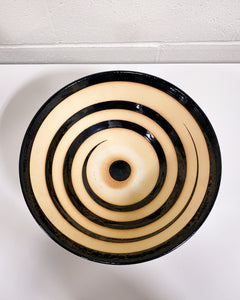 Stoneware Bowl on Pedestal with Swirl Motif