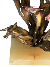 Load image into Gallery viewer, Brutalist Brass Sculpture Oceanscape on an Onyx Base
