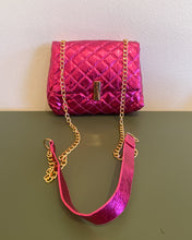 Load image into Gallery viewer, Metallic Hot Pink Quilted Purse
