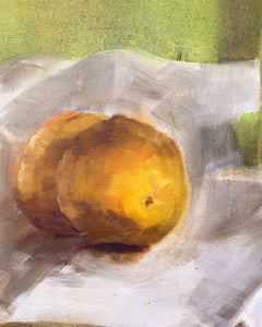 Vintage Still Life Painting of Oranges and Wine