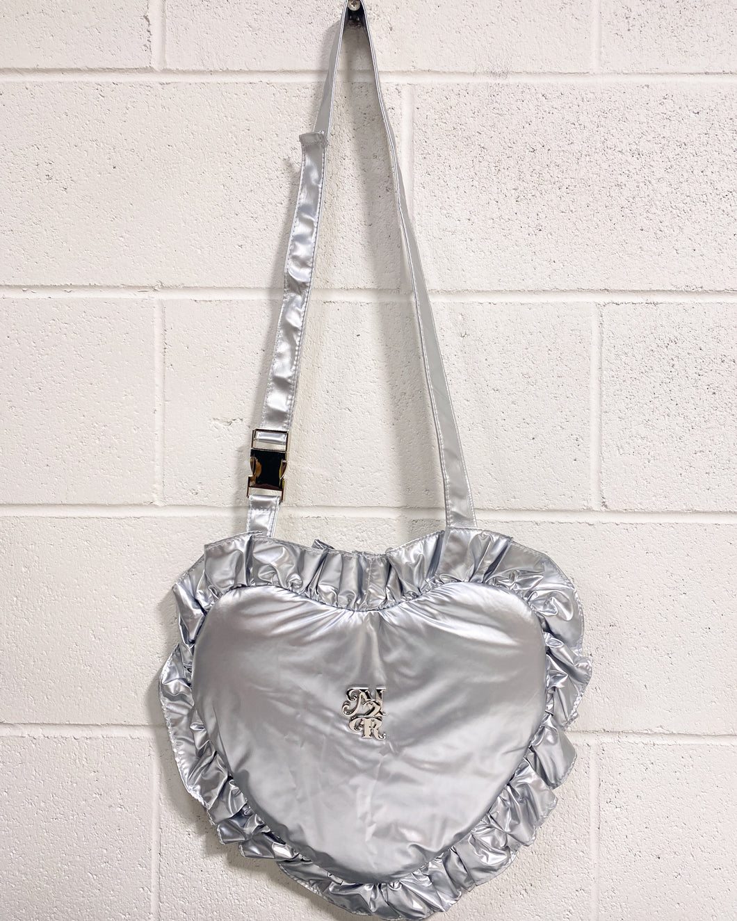 Oversized Silver Heart Bag