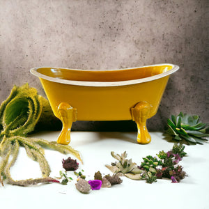 Yellow Enamel bathtub Herb Planter