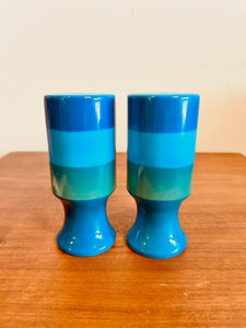 Stripped in Blue Ceramic Salt and Pepper Shaker set  Made in Japan