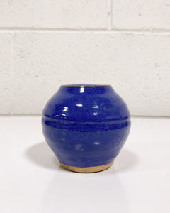 Vintage Mini Blue Ceramic Glazed Vase