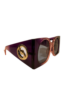 Oversized Pink and Purple Ombre Fashion Sunnies with Gold Accents