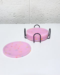 Pink Sprinkle Silicone Coasters - Set of 7