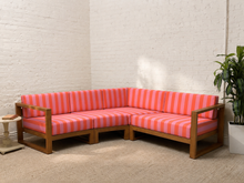 Load image into Gallery viewer, Modern Outdoor Wood Frame Sectional Sofa with White Cushions
