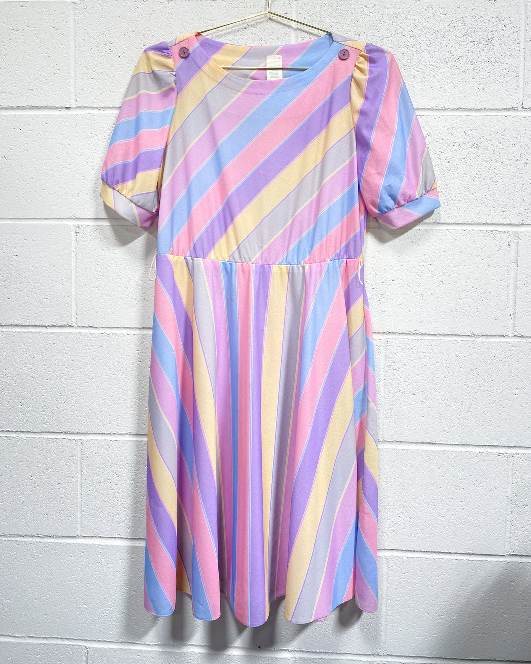 pastel vintage dress Unique Vintage Pastel Stripe Piper Swing Dress S/4-6