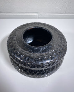 Textured Stoneware Metallic Black Vase