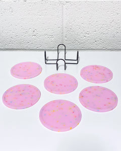 Pink Sprinkle Silicone Coasters - Set of 7