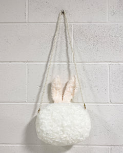 Fluffy Bunny Purse with Faux Pearl Strap
