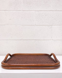 Vintage Rattan Tray with Handles