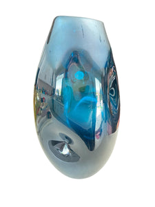 Large Beautiful Blue Hand Blown Glass Vase