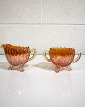 Load image into Gallery viewer, Vintage Carnival Glass Creamer and Sugar Bowl
