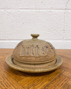 Vintage Stoneware Butter Dish with Lid
