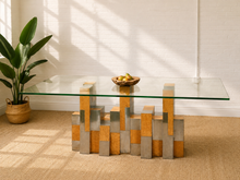 Load image into Gallery viewer, Vintage Paul Evans Brutalist dining table with sculptural architectural base and bold hand-worked design.
