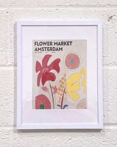Flower Market Amsterdam in White Frame