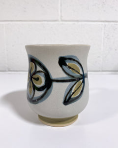 Stoneware Coffee Cup with Floral Detail