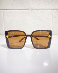Oversized Brown Sunnies with Bee Detail