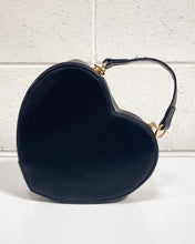 Load image into Gallery viewer, Black Heart Purse with Gold Chain Detail
