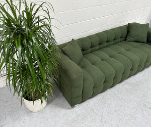 Olive Green Nubby Sofa