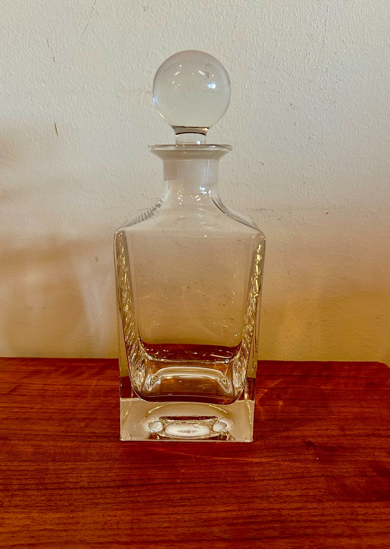 Vintage Crystal Square Liquor Whiskey Decanter With Topper