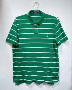 Green and White Striped Polo Shirt (L)