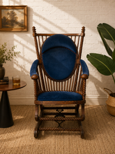 Load image into Gallery viewer, 1870s Antique George Hunzinger Barley Twist Mahogany Needlepoint Rocking Chair
