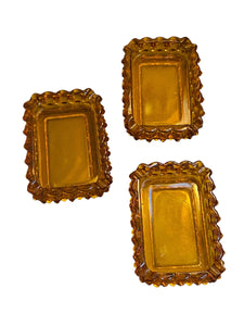 Set of Three Stackable Amber Hobnail Ashtrays