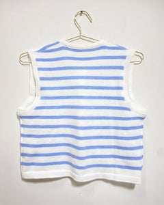 Blue and White Striped Knit Blouse