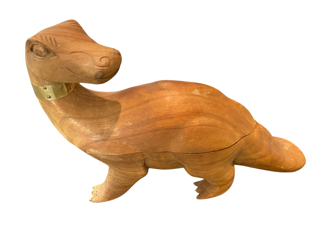 Rare Arthur Court Wood Carved Sculptural Dinosaur Brontosaurus Box