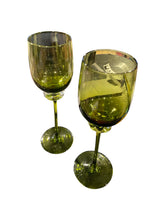 Load image into Gallery viewer, Pair of Peridot Green Wine Glasses
